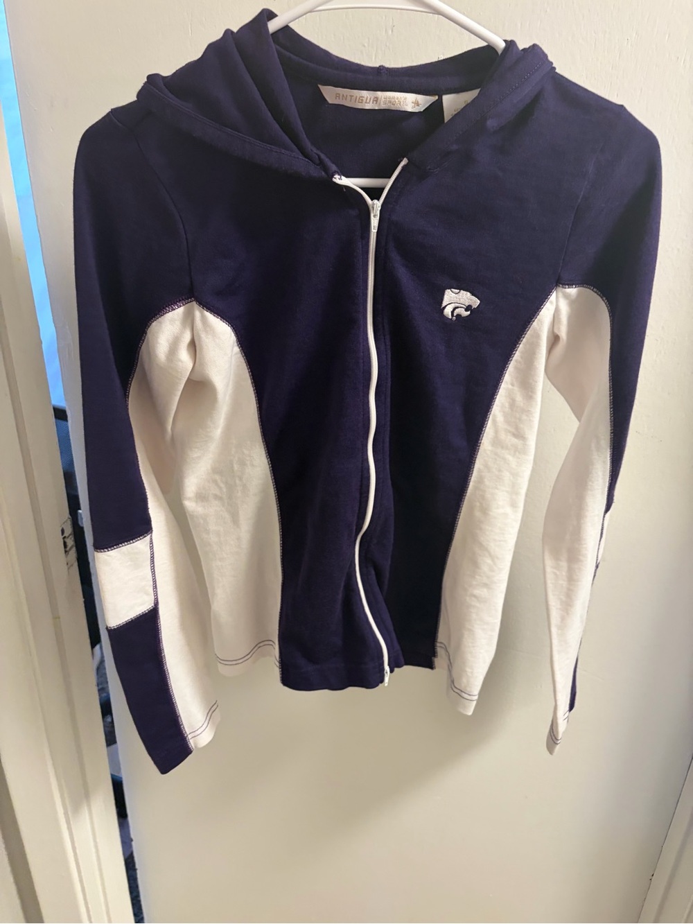 Antigua K State Purple and White Zip-Up Hooded Utility Jacket